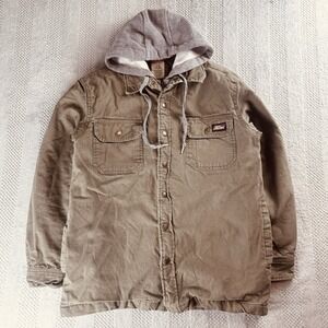 Y2K - Dickies Men's Small Brown Hooded Canvas Work Jacket - Quilted Lined